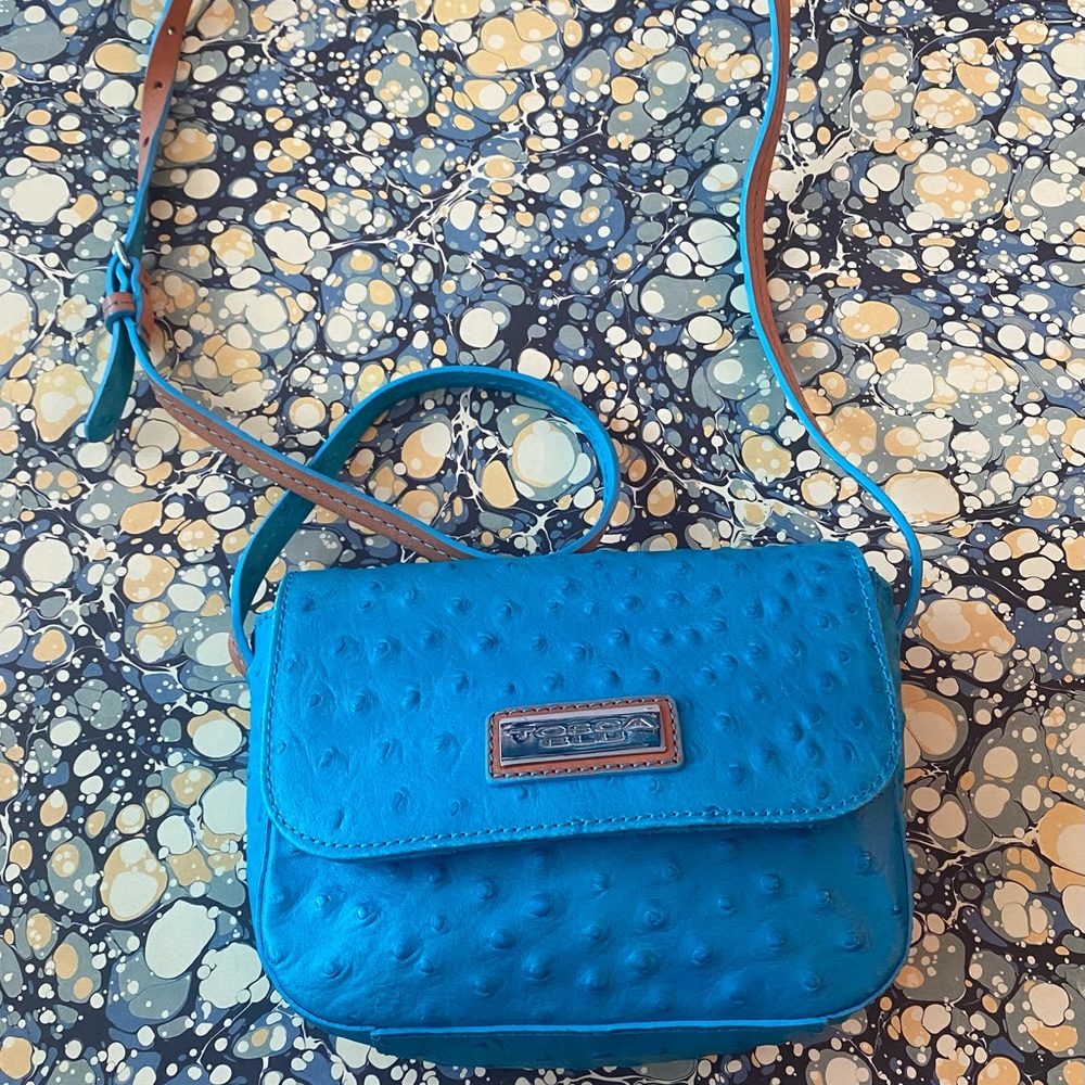 Tosca Blu. Small shoulder handbag. Blue leather. Good condition.